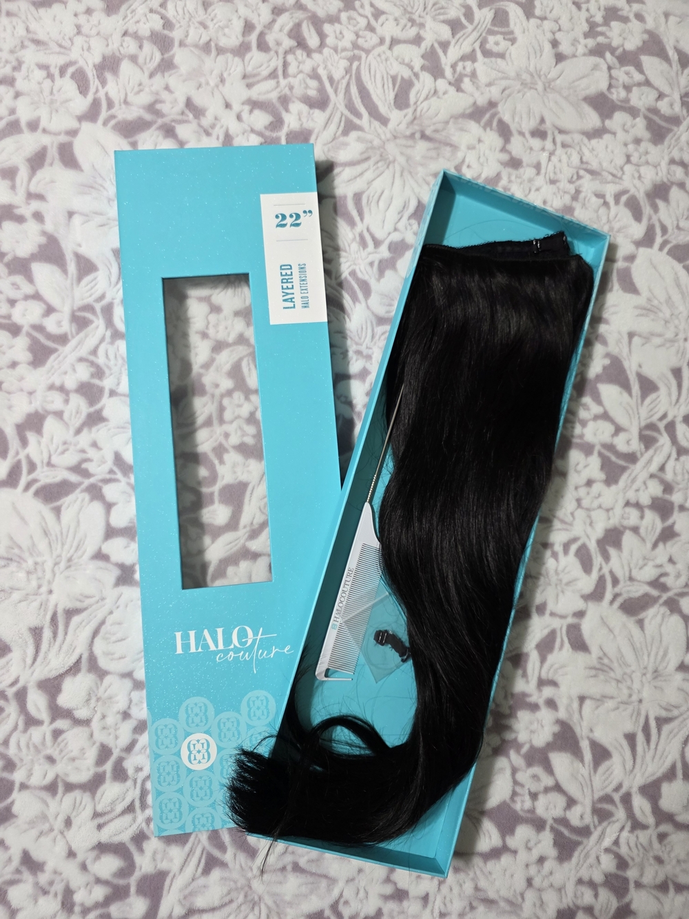 Halo Couture 22" 1B Soft Black Layered Halo Hairpiece